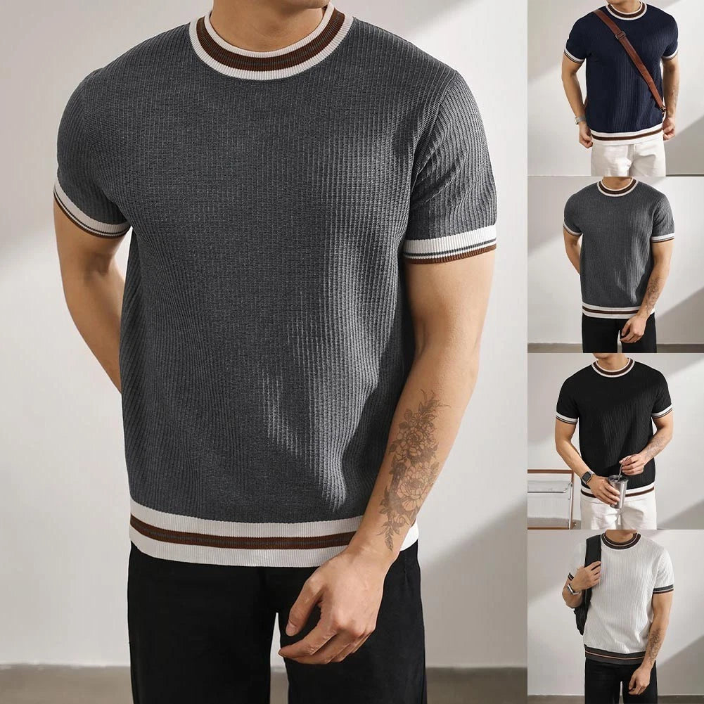 For Office Wear Mens Knitted Top Casual Business Shirt 90% Polyester 10% Spandex