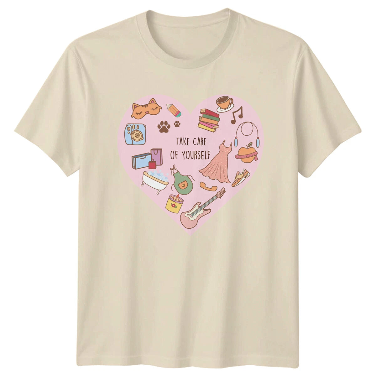 Take Care Of Yourself T-Shirt Kawaii Style Heart Design Summer
