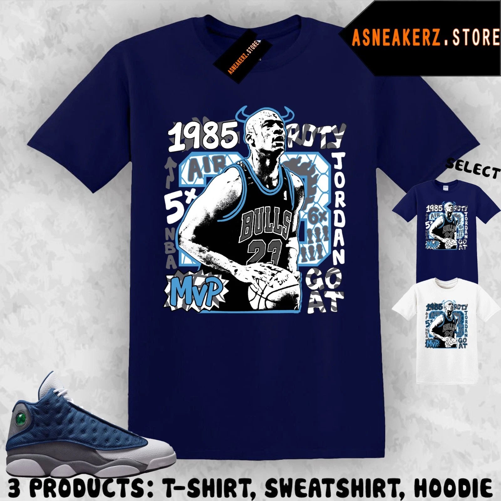 Tee Shirt Matching AJ 13 Flint 2026 To Match Sneaker Vintage MJ Bulls T-Shirt