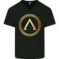 Lambda Symbol Bodybuilding Gym Training Mens V-Neck Cotton T-Shirt