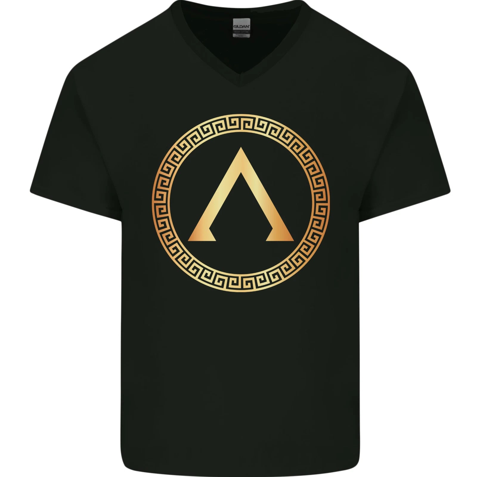 Lambda Symbol Bodybuilding Gym Training Mens V-Neck Cotton T-Shirt