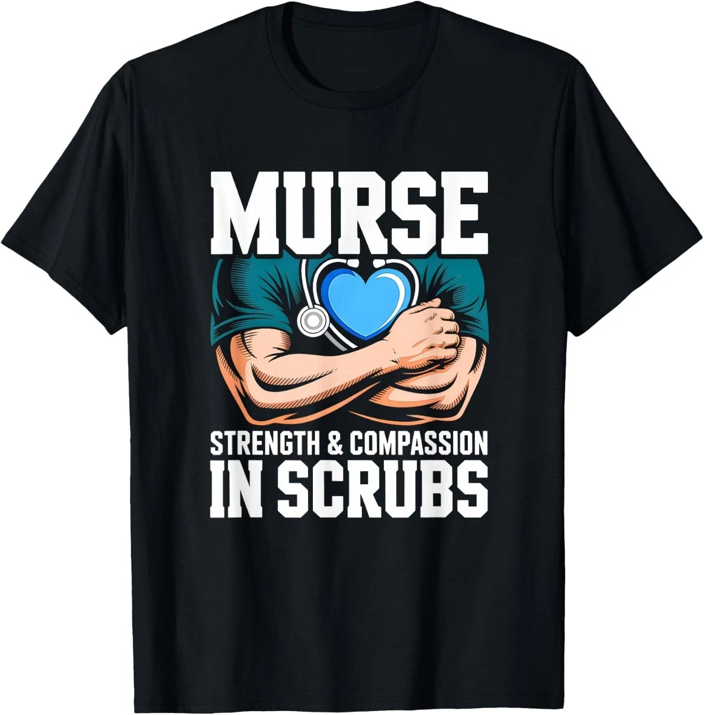 Male Nurse Tee - RN Strength and Compassion in Scrubs Gift T-Shirt
