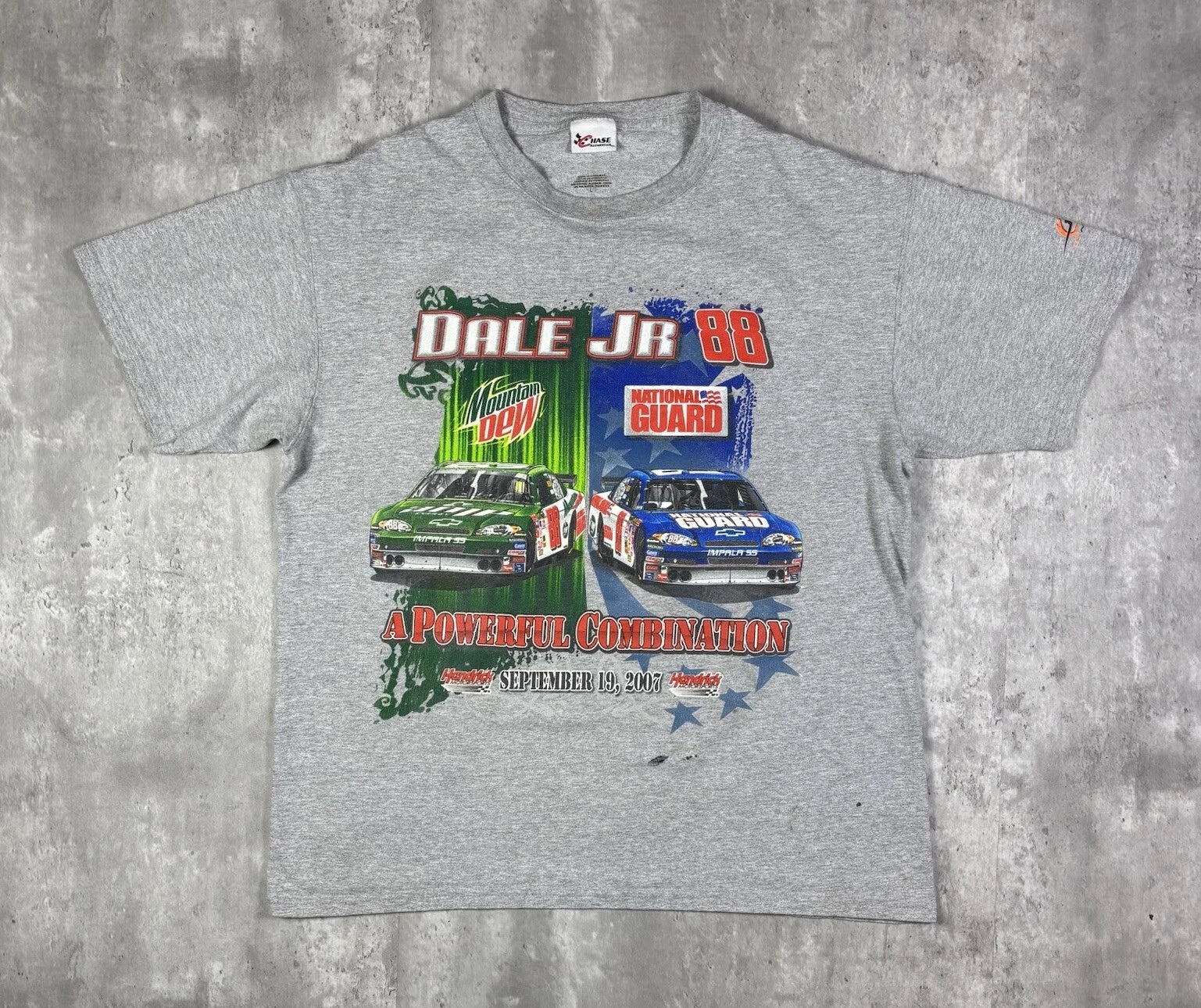 Vintage Y2K Dale Jr 88 T Shirt Gray Chase Authentics Racing NASCAR Mens size L