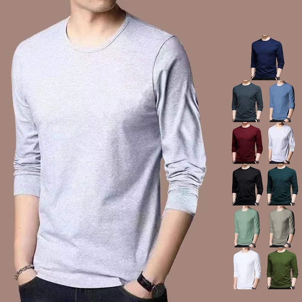 Dark Green Casual Long Sleeve Tshirt Undershirt Blouse Muscle Top for Men
