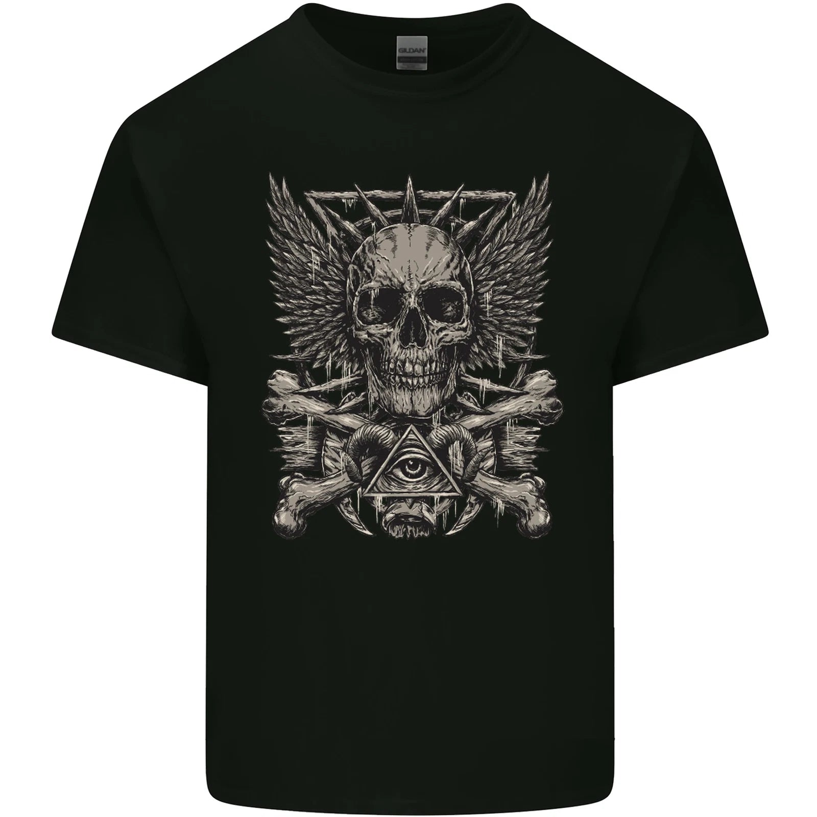 Heavy Metal Skull Rock Music Guitar Biker Mens Cotton T-Shirt Tee Top