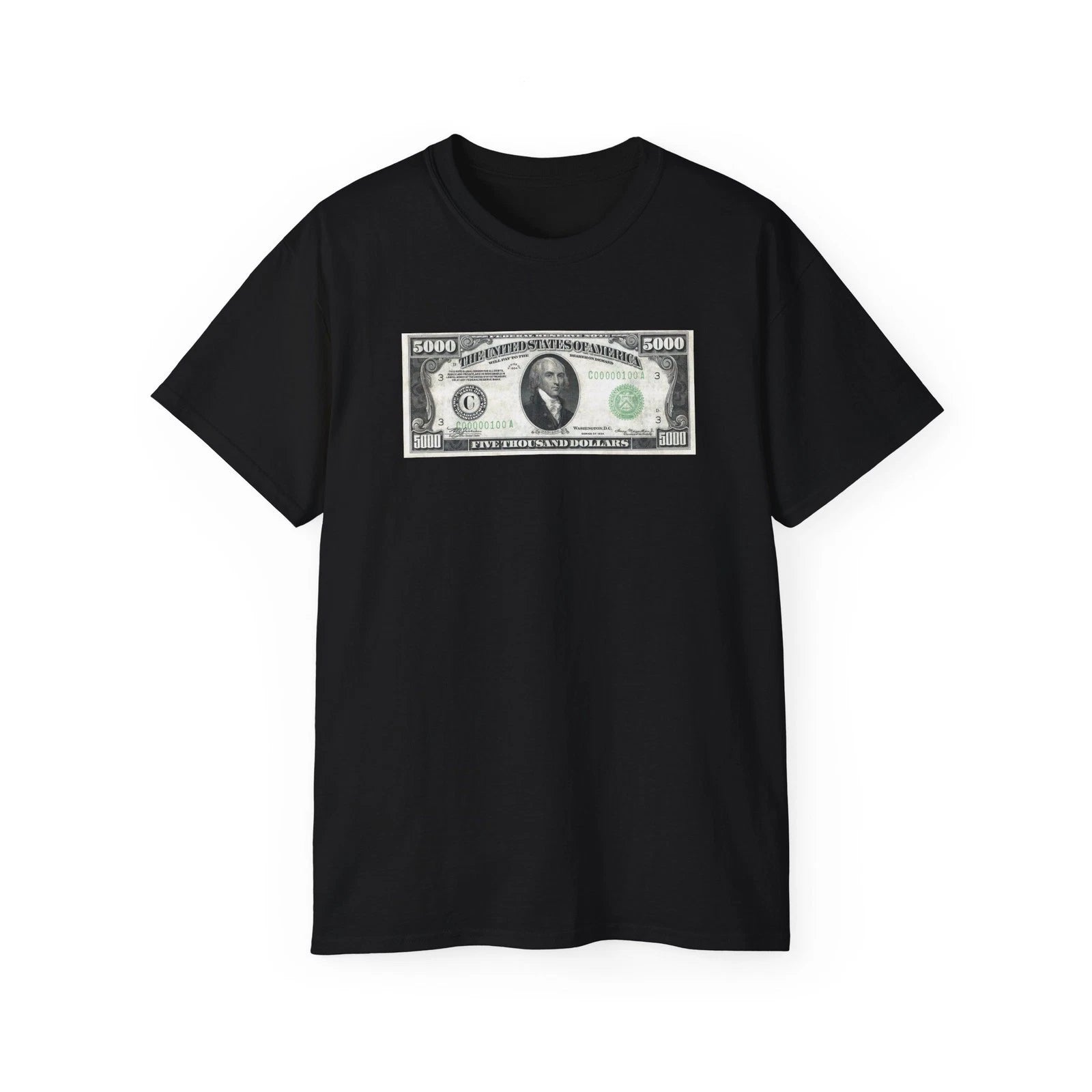US 5000 Dollar Bill American Money Cool Ultra Cotton Tee S M L XL 2XL