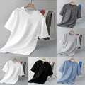 Men Short Sleeve TShirt Slim Fit Casual Summer Solid Color Round Neck Top