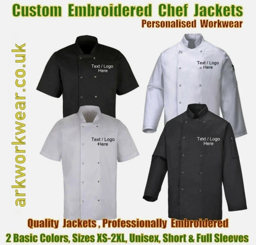 Chefs Jacket Personalised Embroidered Chef Coat Short Sleeve Long Sleeve Unisex