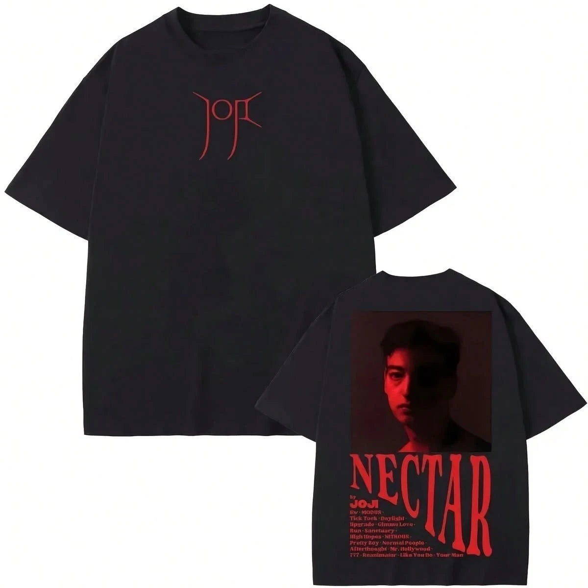Nectar Album Red Portrait Graphic Oversized Black T shirt