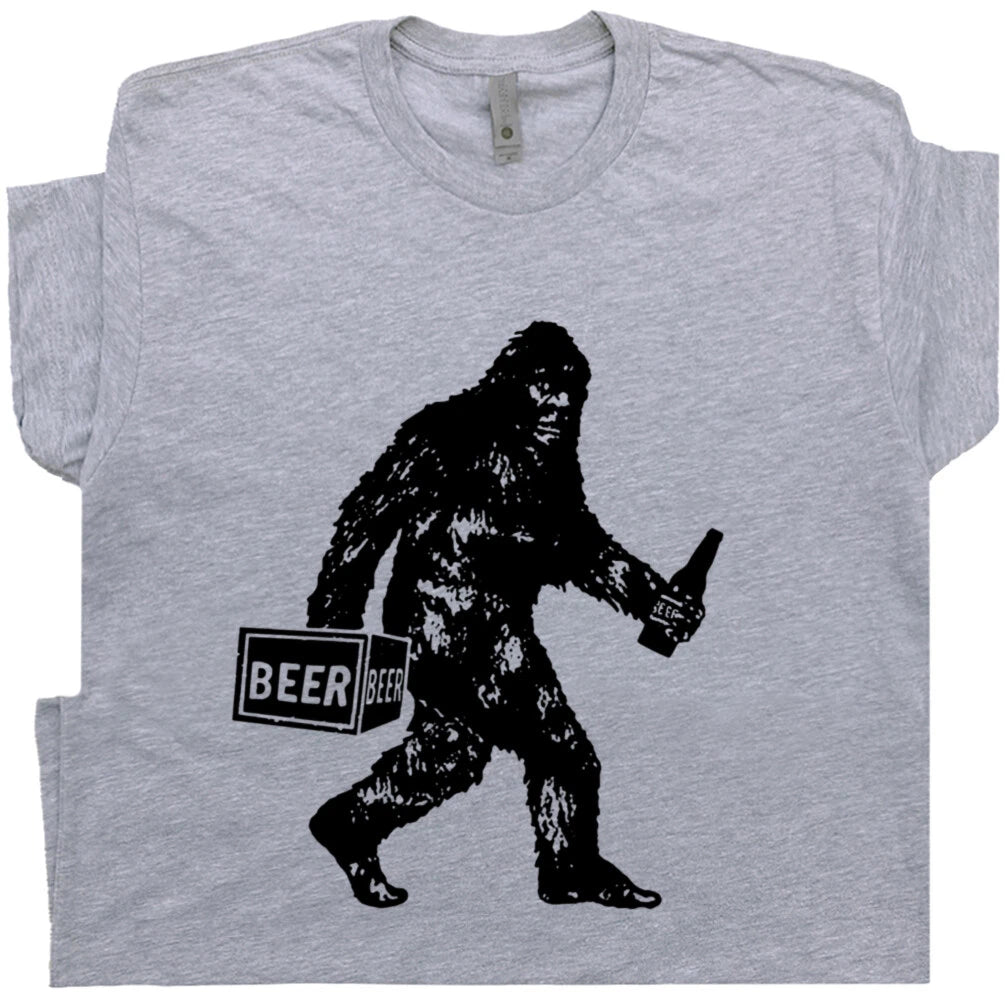 Funny Beer T Shirt Bigfoot Cool Sasquatch Men Women Vintage Alcohol Drinking