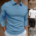 Men Elastic Long Sleeve V Neck Lapel T Shirt Fitness Top for Daily Wear