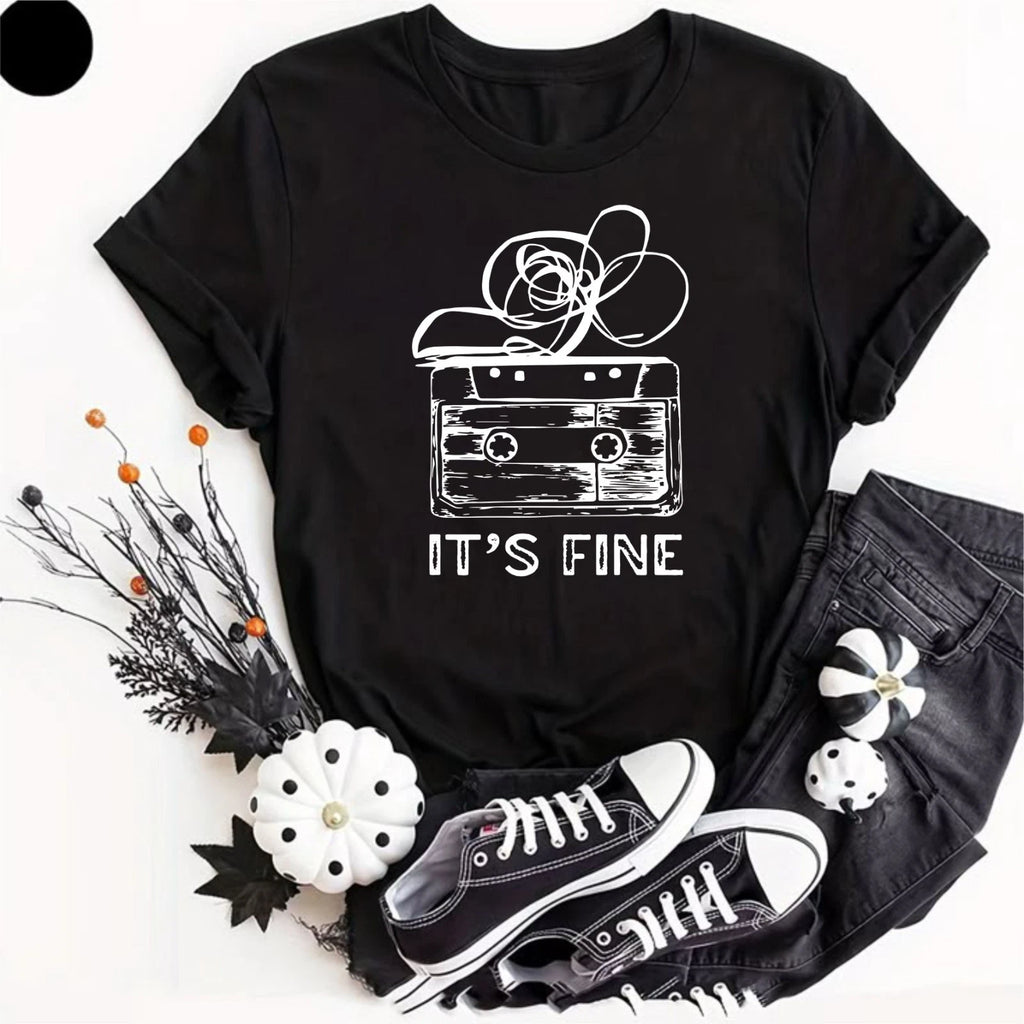 I'm Fine 80s Vintage Retro Cassette T-Shirt Fine Funny Joke Meme Shirt Adults