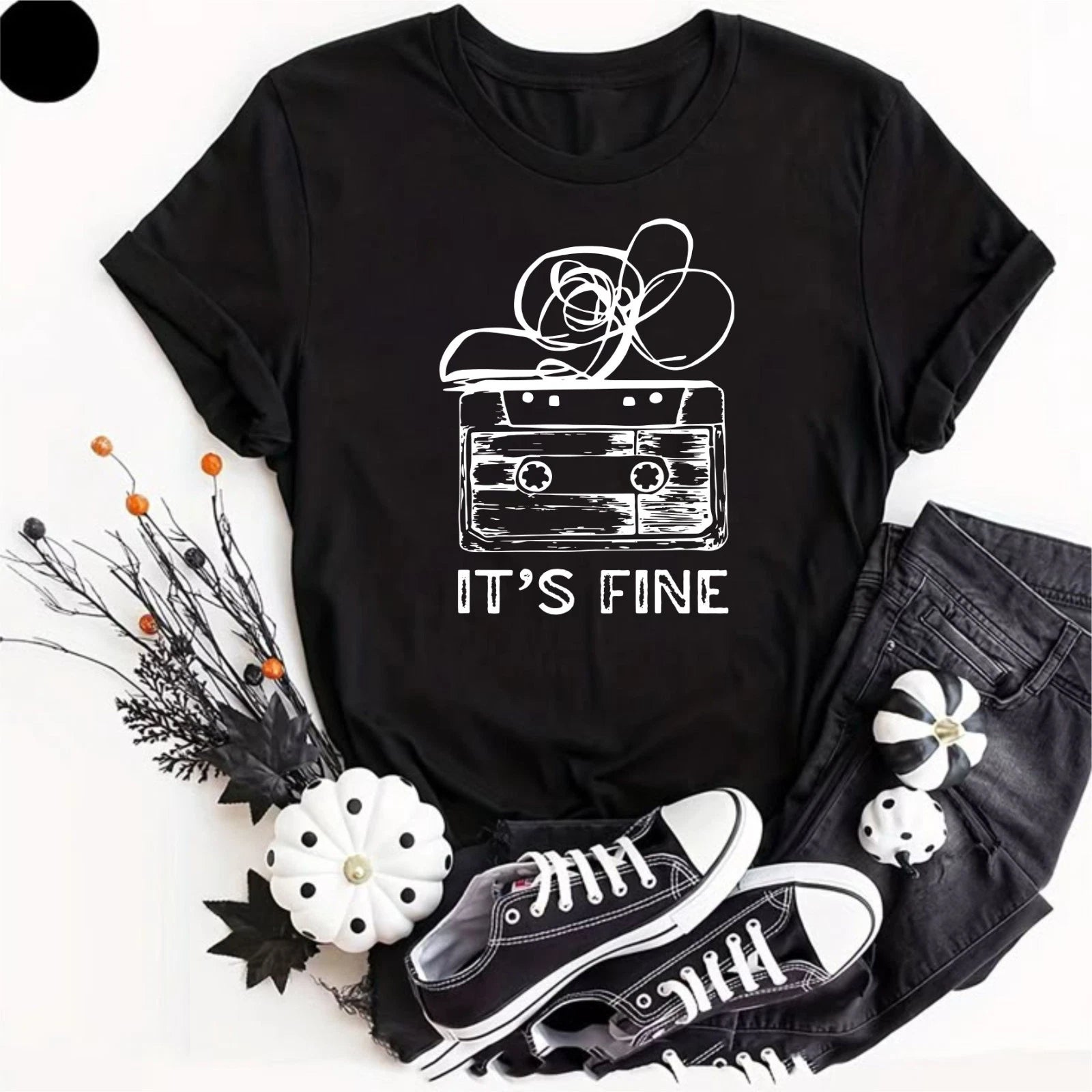 I'm Fine 80s Vintage Retro Cassette T-Shirt Fine Funny Joke Meme Shirt Adults
