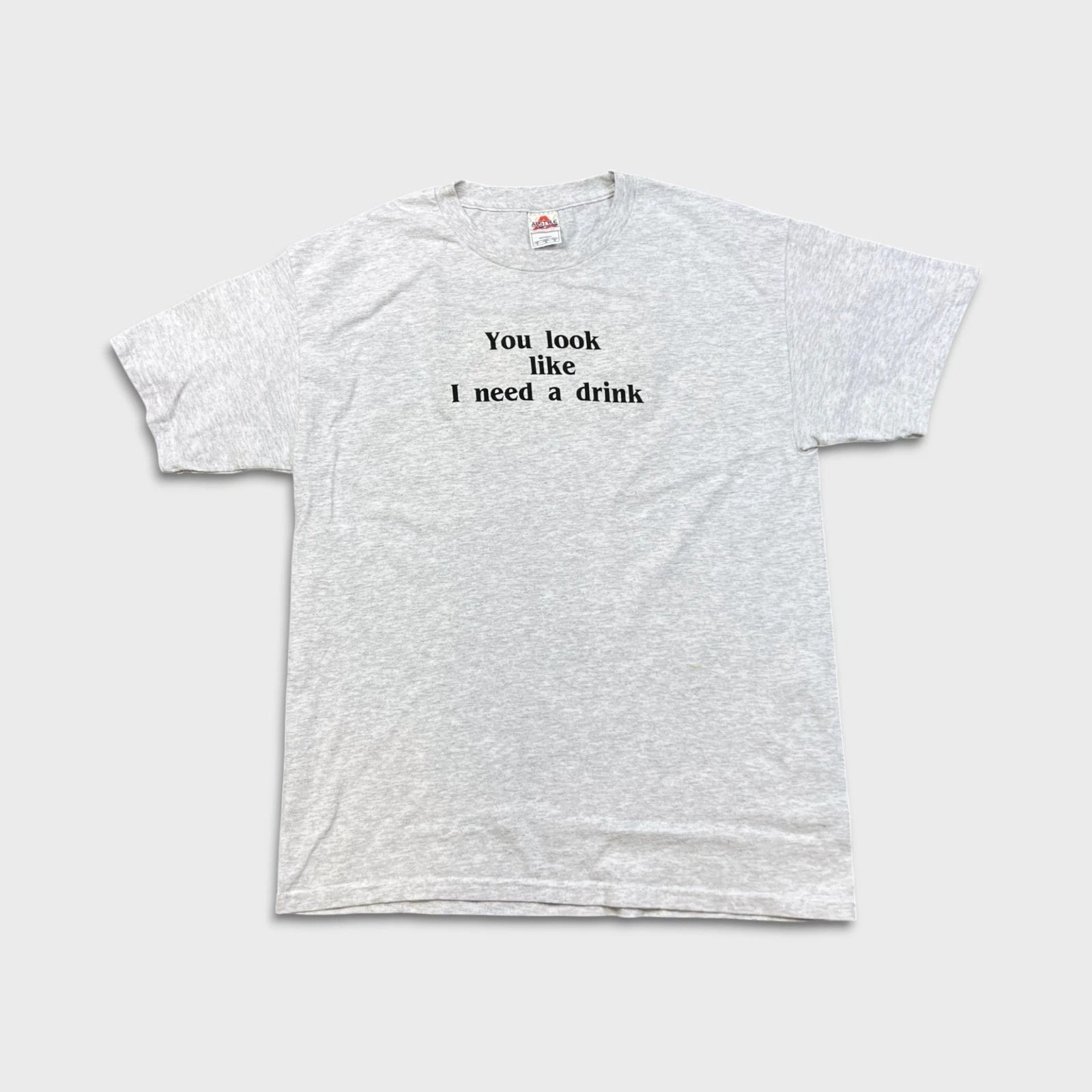 Vintage Look Like I Need A Drink T Shirt Mens Large Gray Novelty Funny Y2K Tee
