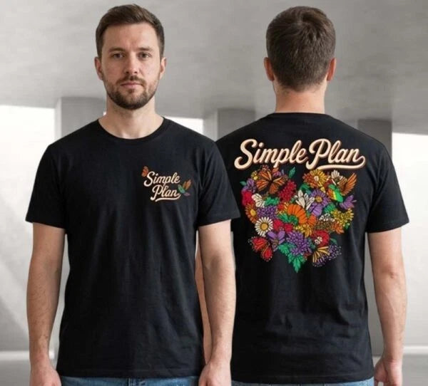 Simple Plan Bigger Than You Think Tour 2026 Flowers Hearts T-Shirt