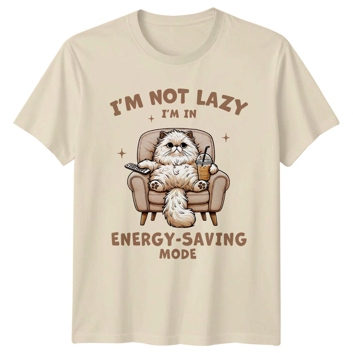 Funny Cat I'm Not Lazy I'm In Energy-Saving Mode Persian T-Shirt