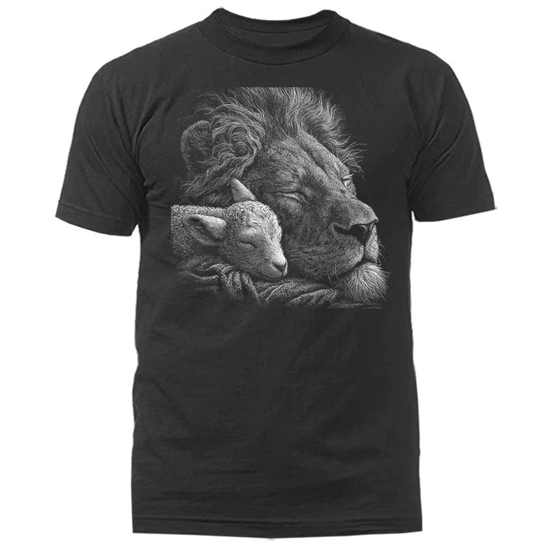 Lion and Lamb Christian Faith Jesus Lion of Judah Religious T-shirt