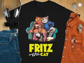 Fritz The Cat Tee T-Shirt, Adult Humor T-Shirt, Cartoon Movie T-Shirt USA Size