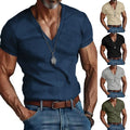 Blouse Mens V-Neck T-shirt Brand New Polyester Fabric Short Sleeve V-Neck