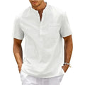 Camisa De Manga Corta Moda Lujo Camiseta Elegante Algodón Linen Para Hombres