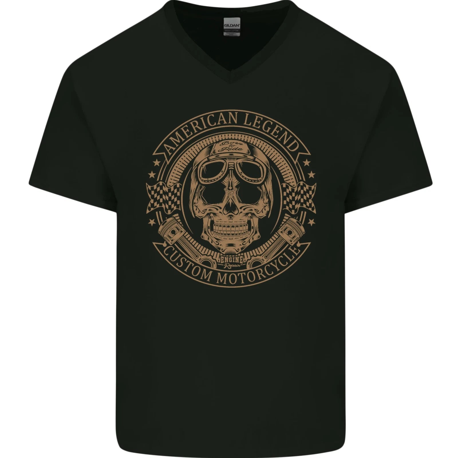 American Legend Biker Motorcycle Motorbike Mens V-Neck Cotton T-Shirt