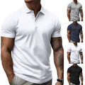 Turn Down Collar Men's Short Sleeve Pullover T Shirt Slim Fit Streetwear Top