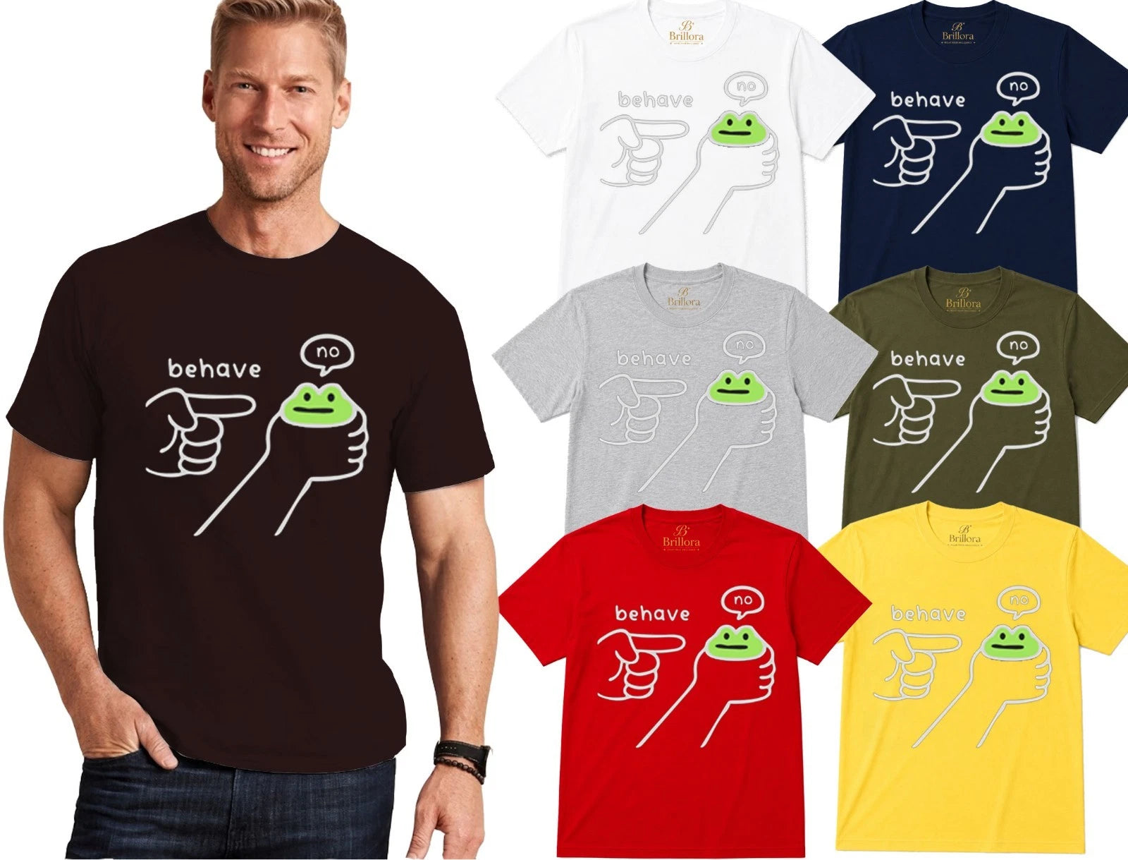 Behave No Funny Dishonest Frog Cartoon Meme Quote T-Shirt