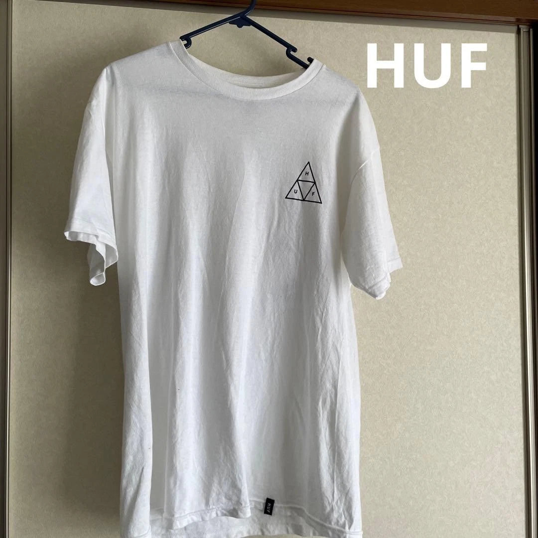 HUF Print T-Shirt White Small Logo Casual Streetwear Used