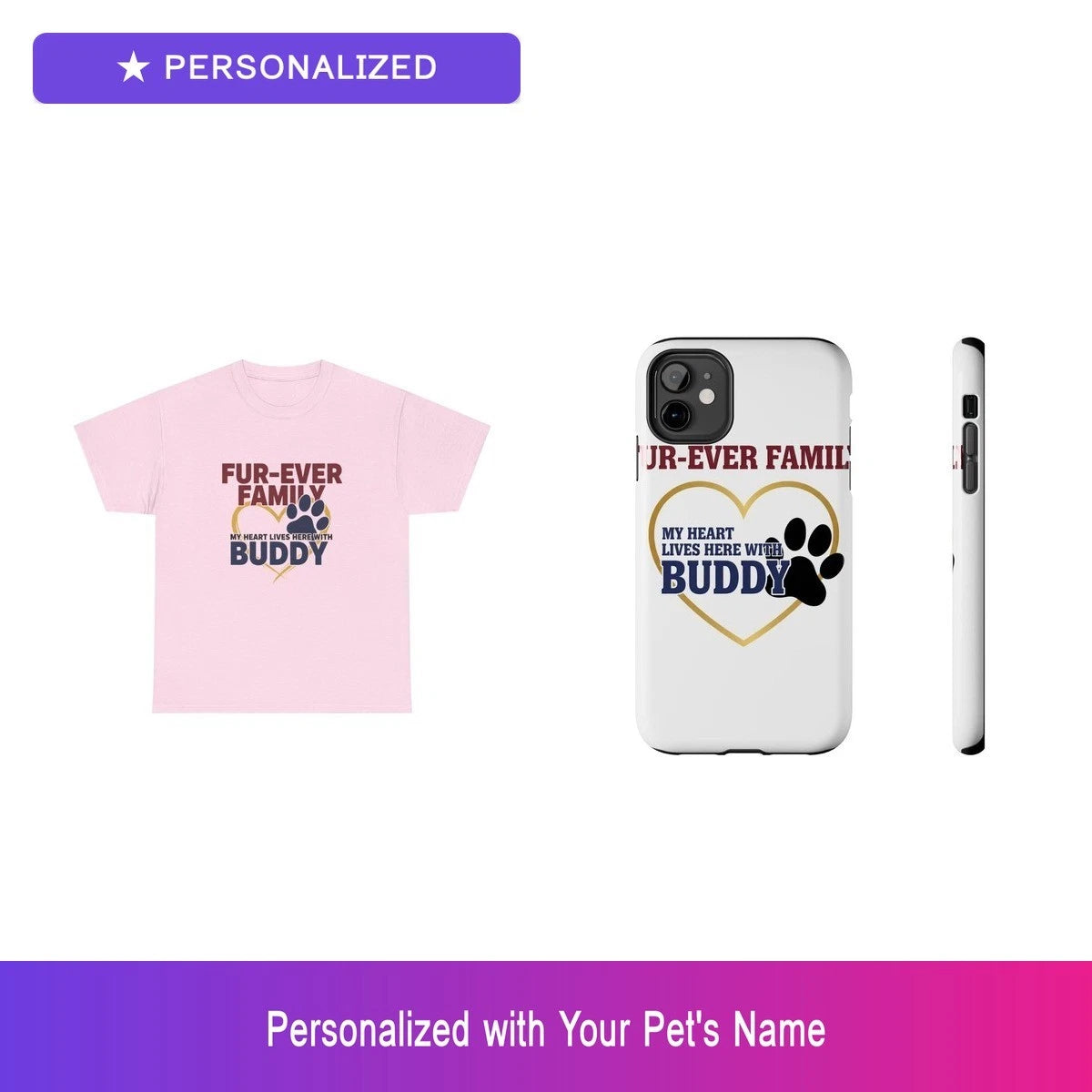 Custom Pet Family Gift Set Shirt Phone Case Personalized Name Bundle