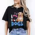 I love Dogs T-Shirt gift Cute dog lover Dog mom Unisex tee Black Navy Dark Heath