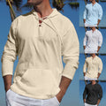 Men's Long Sleeve Linen T-Shirt Classic Casual Slim Laceup Shirts