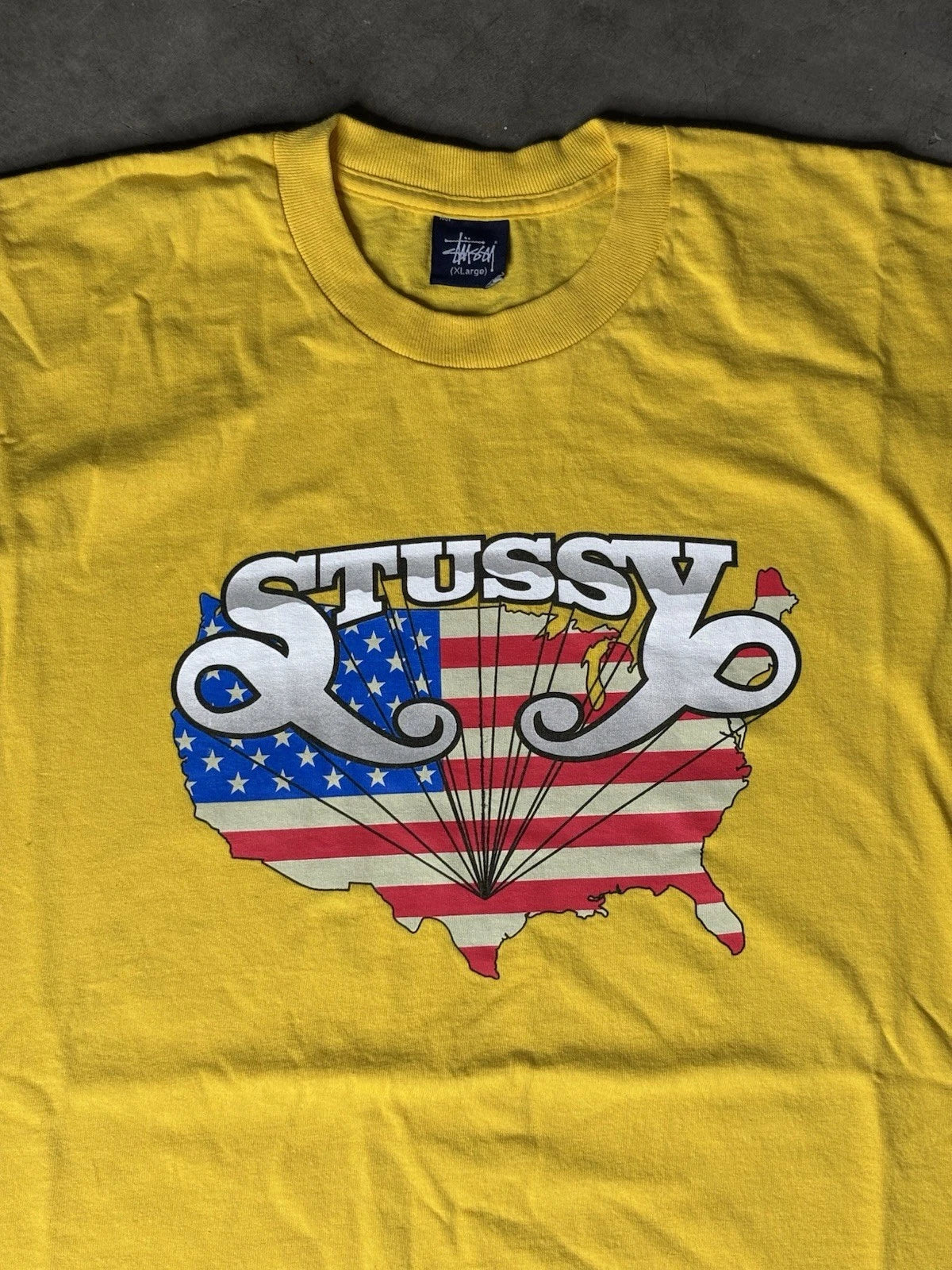 Vintage Y2K 2002 Stussy Tee Shirt Yellow XL