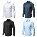 Mens Tee Solid Color Tops Regular Shirts Long Sleeve Dress Shirt Office Basic