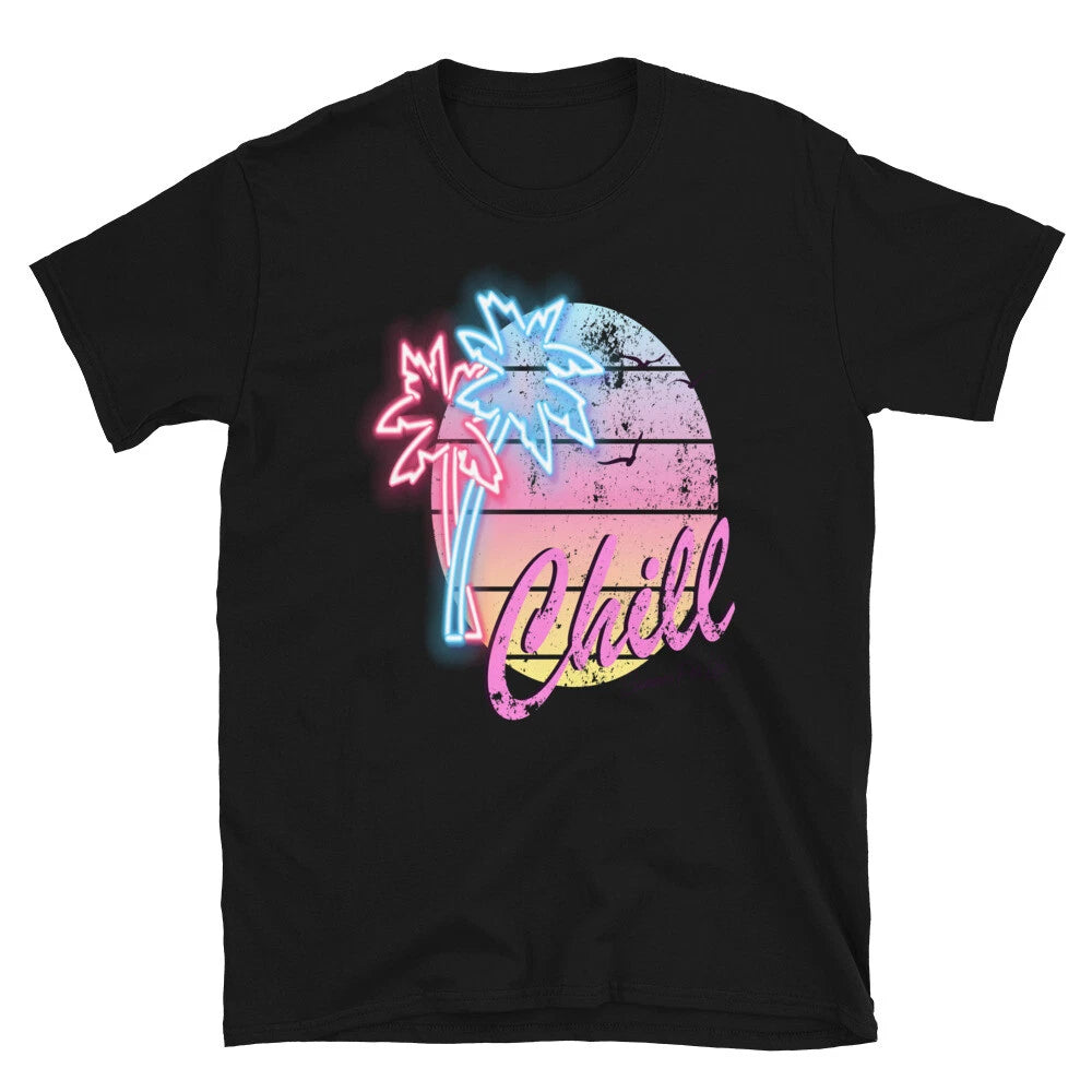 Chill & Relax Palm Sunset Vacation Modern Fashion Art T-Shirt