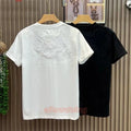 Men's Dragon Embroidery T-Shirt Casual Short Sleeve Cotton Hip Hop Tee Top
