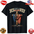 Retro Jesus JesUSAves Saves USA 250th 4th of July Vintage T-Shirt | S to 5XL
