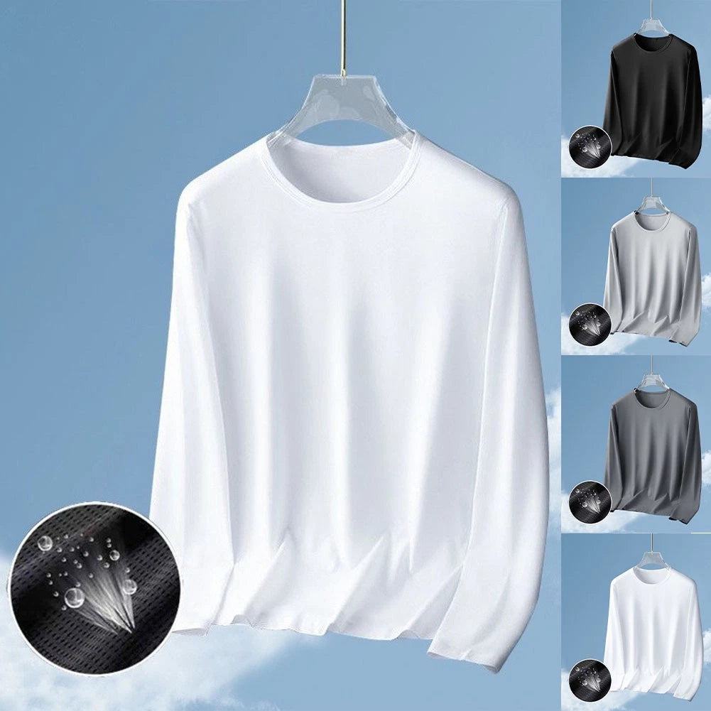 Comfortable Fit Men Ice Silk T-Shirt Soft Touch Finish 95% Polyester 5% Spandex