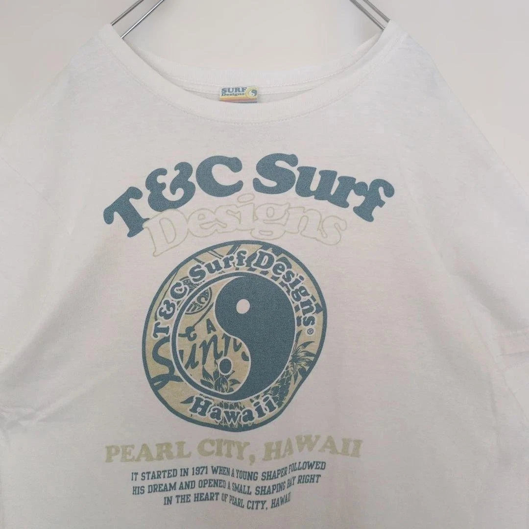 00s Y2K T&C Surf Designs Yin Yang T-Shirt White XL Hawaii