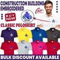 Personalised Custom Embroidered Polo Shirt Your Text Construction Building Staff