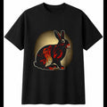 Graphic Flemish Giant Rabbit Torn Paper Cute Mens T-Shirt Black 100% Cotton