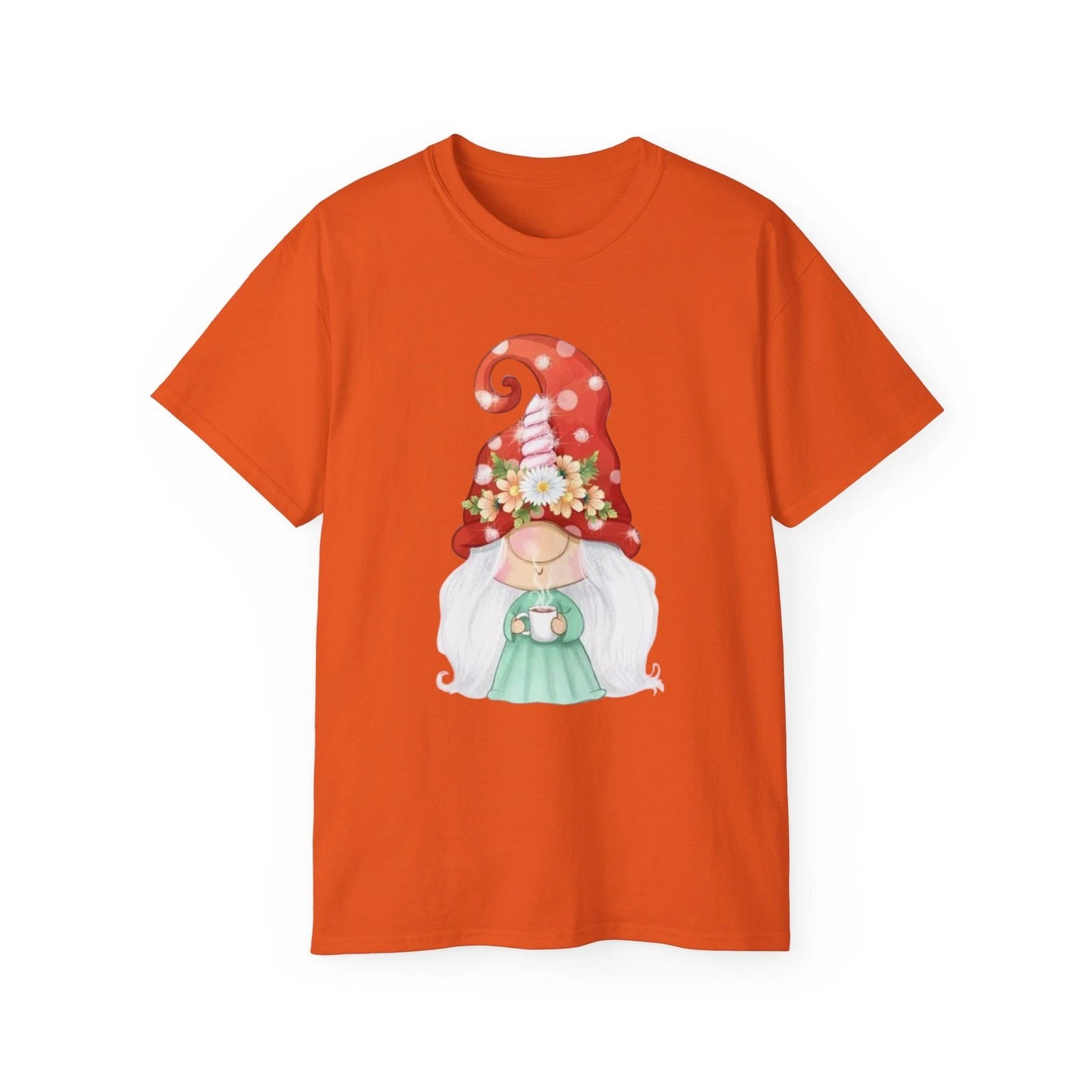 Floral Gnome Girl Tee | Cute Mushroom Hat Illustration