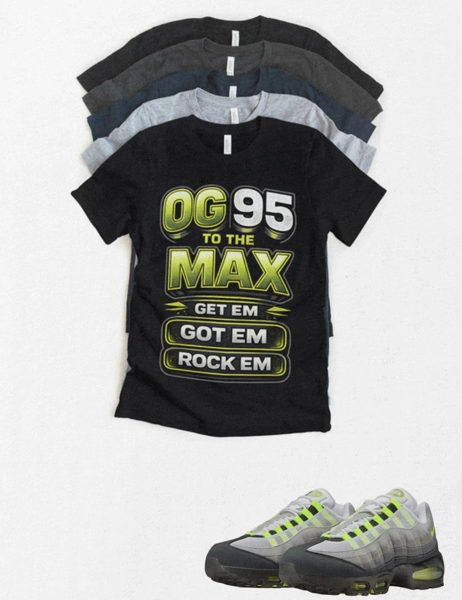 Custom Shirt To Match Max 95 OG Neon Sneaker Matching T-Shirt Sneaker Retro