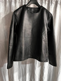New men's & boys black leather T-Shirt. Real Soft Sheepskin leather round neck M