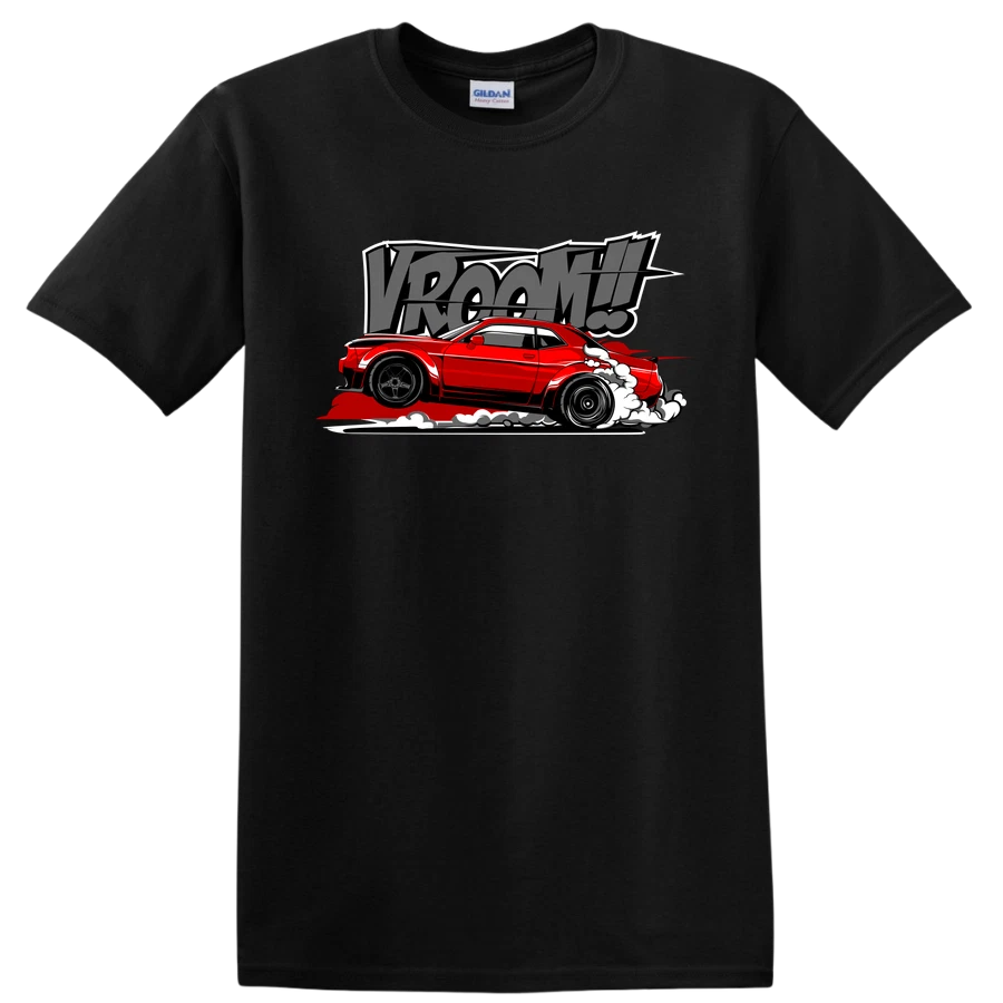 Vroom Car Graphic T Shirt Cool Racing Drifting Auto Lover Tee Stylish Design