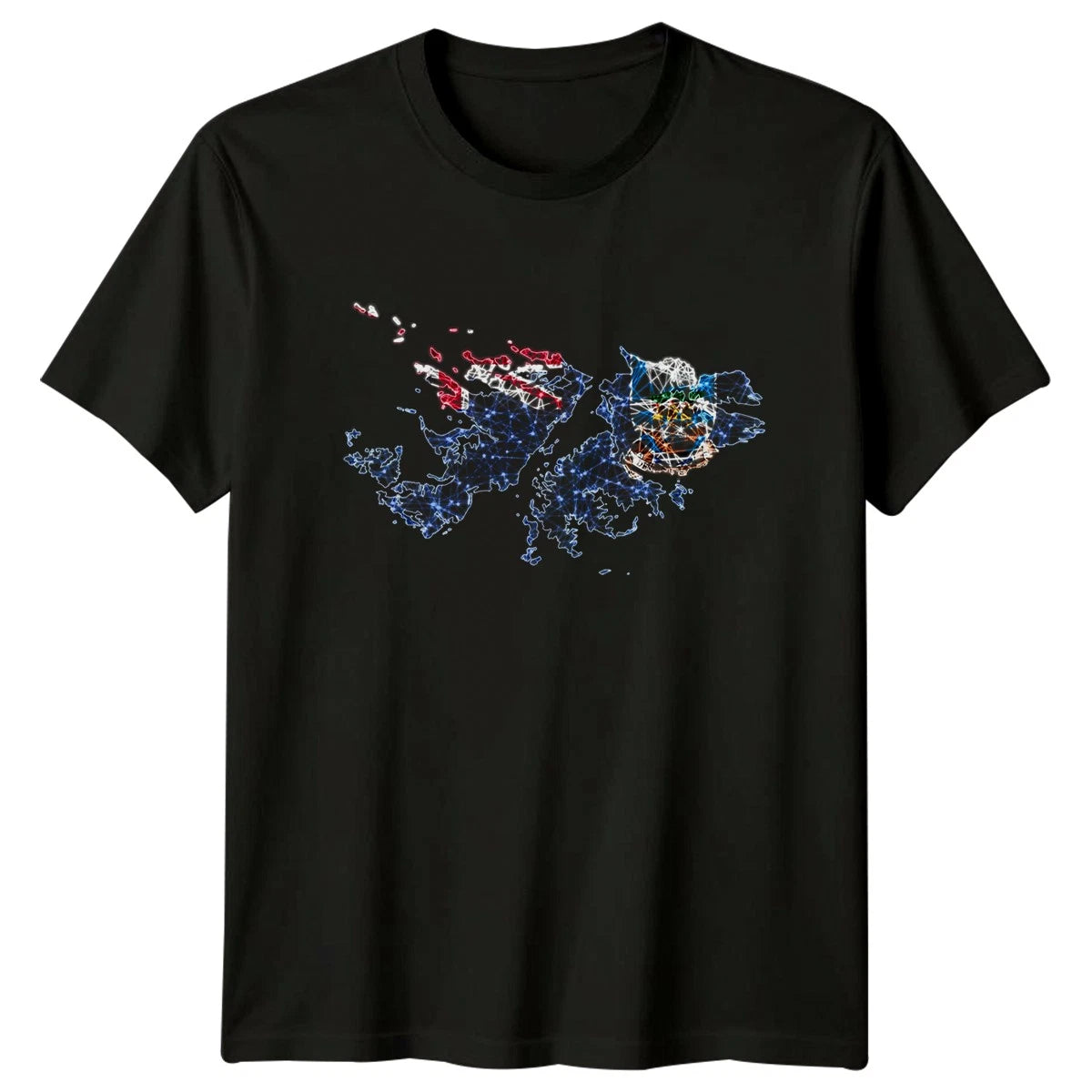 Falkland Islands Map T-Shirt Polygonal Flag Geography Gift For Him And Her