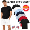 6 And 3 Pack Fruit Multi Color Mens T Shirts 100% Cotton Plain Short Sleeve Tee