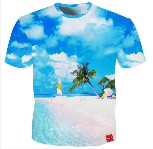 New Cool Beach Waters Women Men T-Shirt 3D Print Short Sleeve Tee Tops