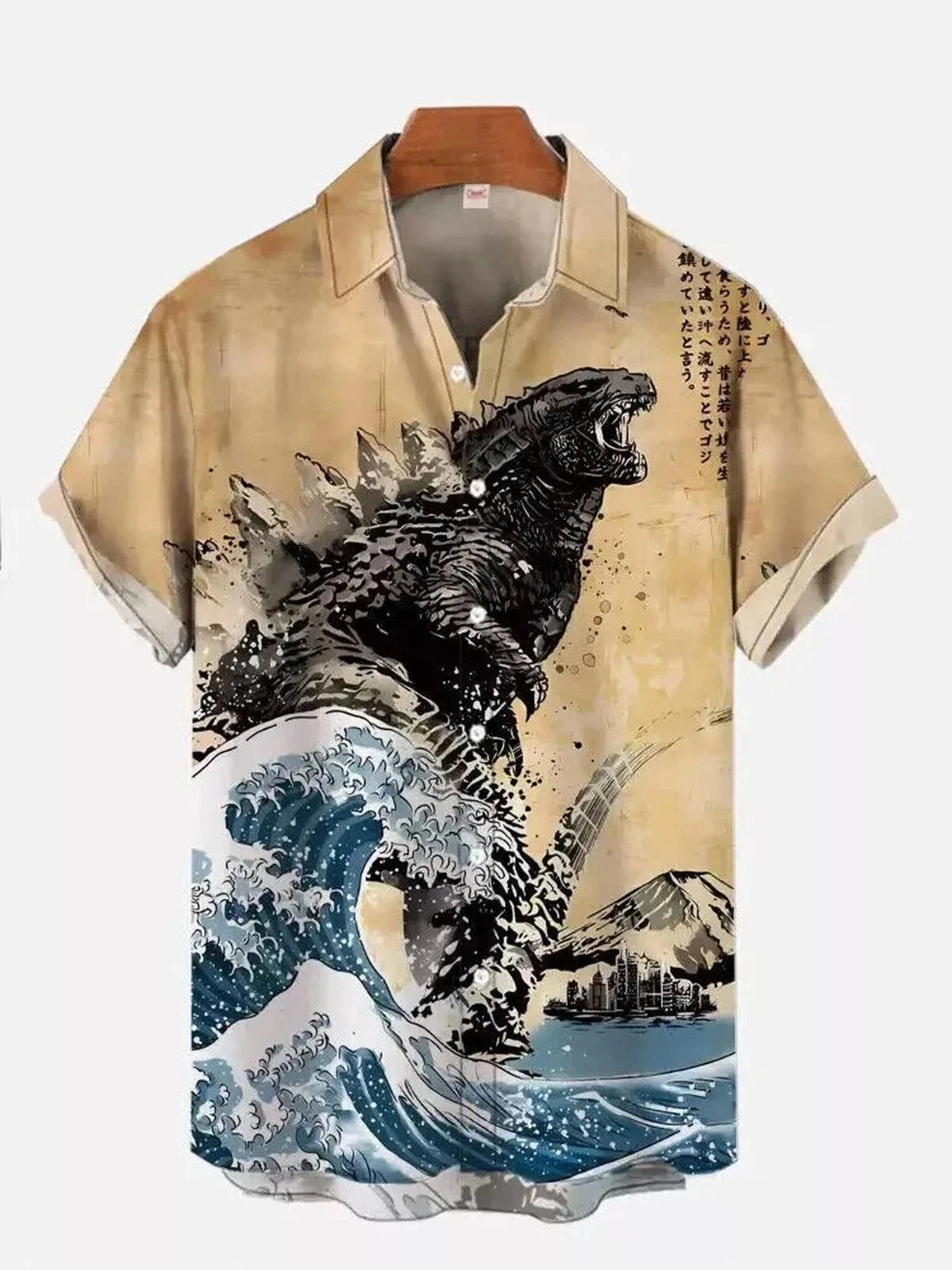 Japanese Classic Movie Godzilla Art 3D Hawaiian Shirt, Summer Vacation Tee