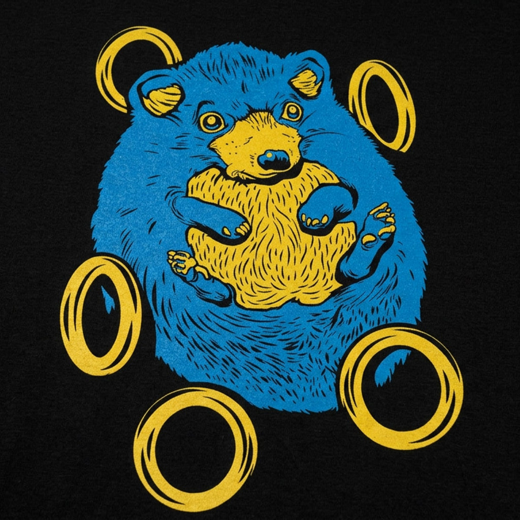 Sad Hedgehog Surrounded by Falling Gold Rings