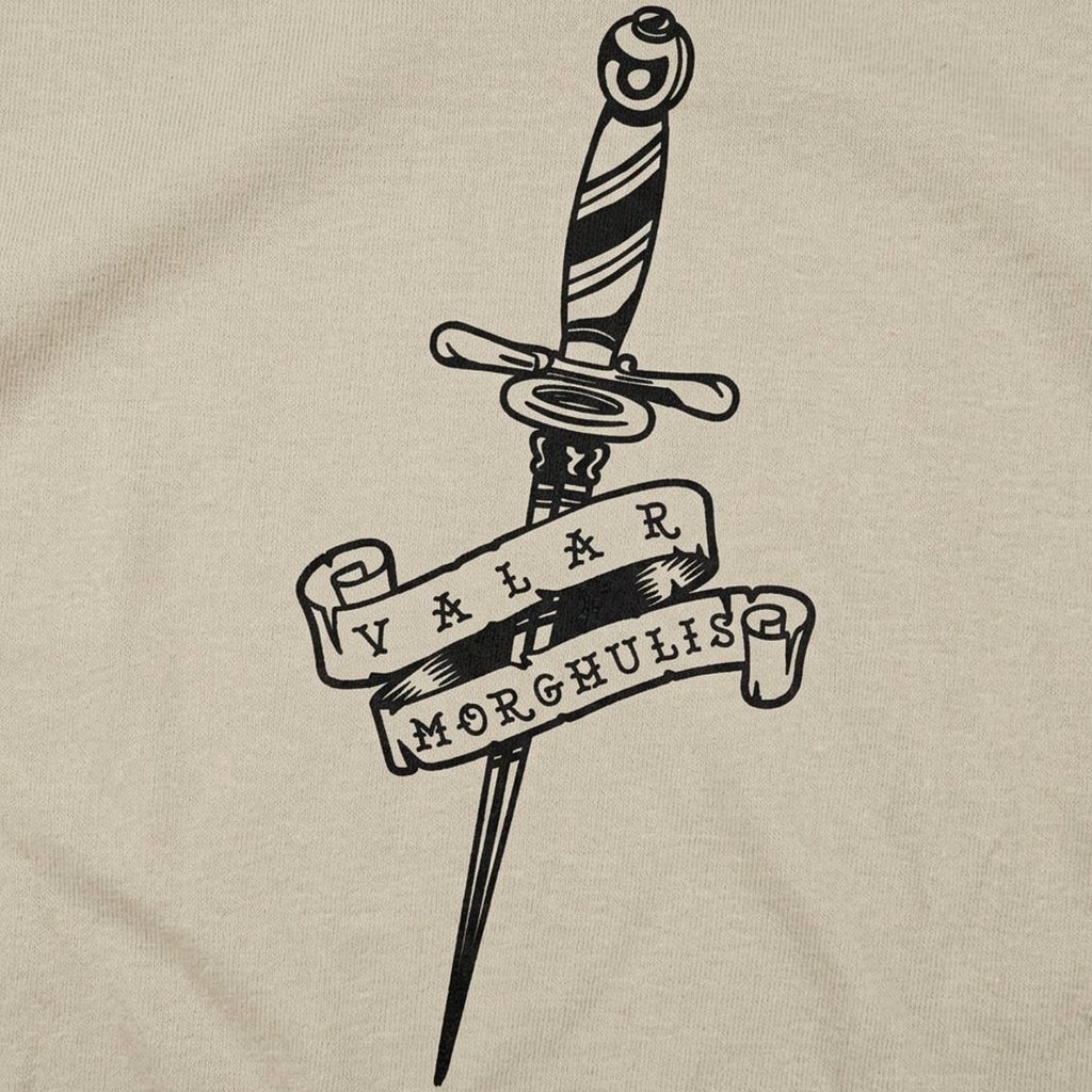 Valar Morghulis Dagger and Banner Tattoo Design